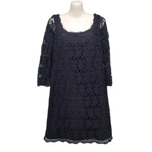 White House Black Market Fully Lined 3/4 Sleeve Lace‎ Dress, Black Size 8
